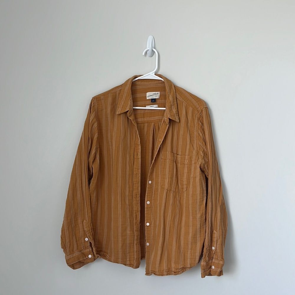 Yellow with white strips button down!